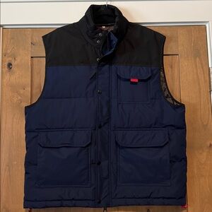 Robert Graham Down Puffer Vest Mens L Blue black Camo Activewear outdoors Warm